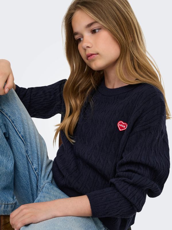ONLY Meisjes Gebreide Trui Donkerblauw Hartje – 15377022