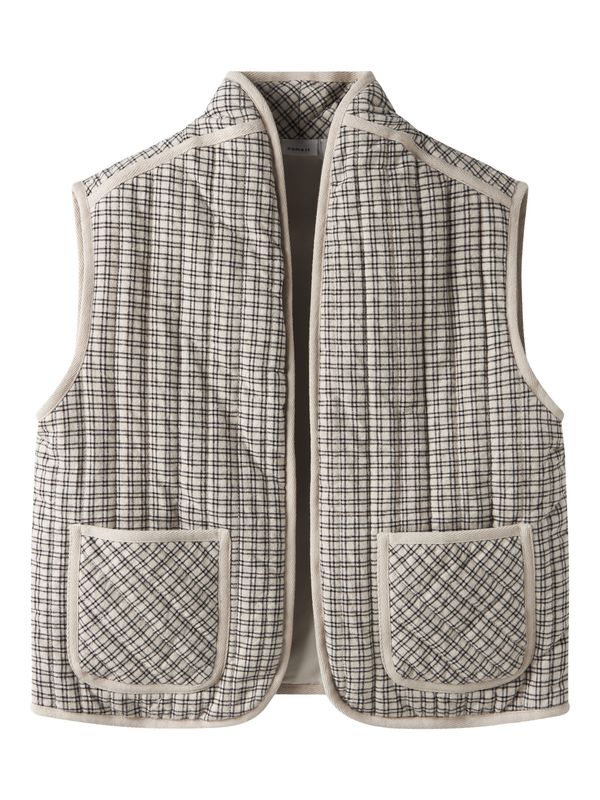 NAME IT Meisjes Gewatteerde Gilet Geruit Crème 13251558