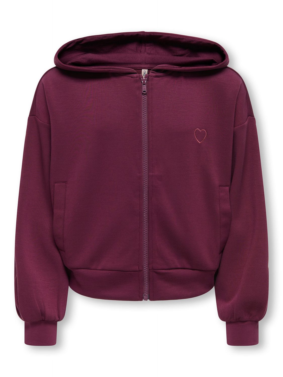 ONLY Meisjes Hoodie Vest Bordeaux met Hartje 15377560