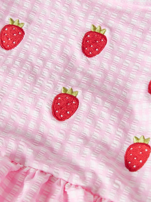 13239671 Roze Geruite Badpak met Aardbeitjes voor Meisjes