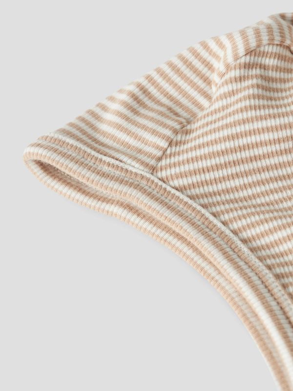 13258017 Gestreept Baby Mutsje met Hals bescherming Beige