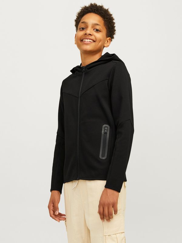 12263334 Jack &amp; Jones Junior Zwarte Softshell Jas met Capuchon
