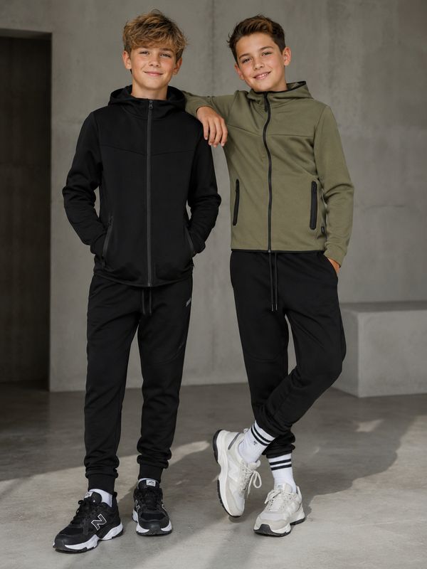 12263193 Jack &amp; Jones Junior Zwarte Tech Joggingbroek Jongens