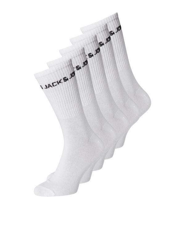12219499 – JACK &amp; JONES Junior Witte Tennissokken – 5-Pack