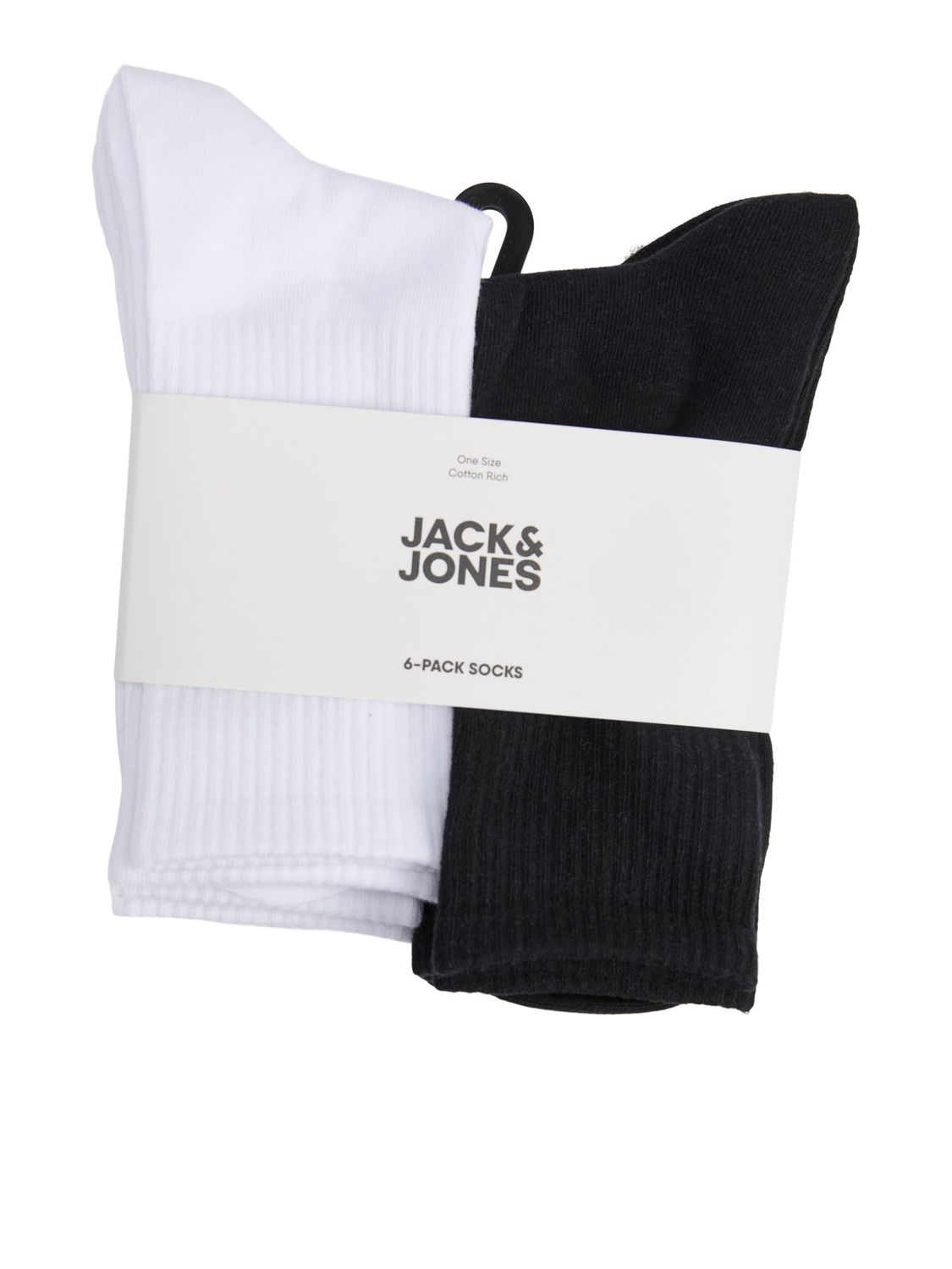 12294581 – JACK &amp; JONES Junior Tennissokken Zwart/Wit – 6-Pack