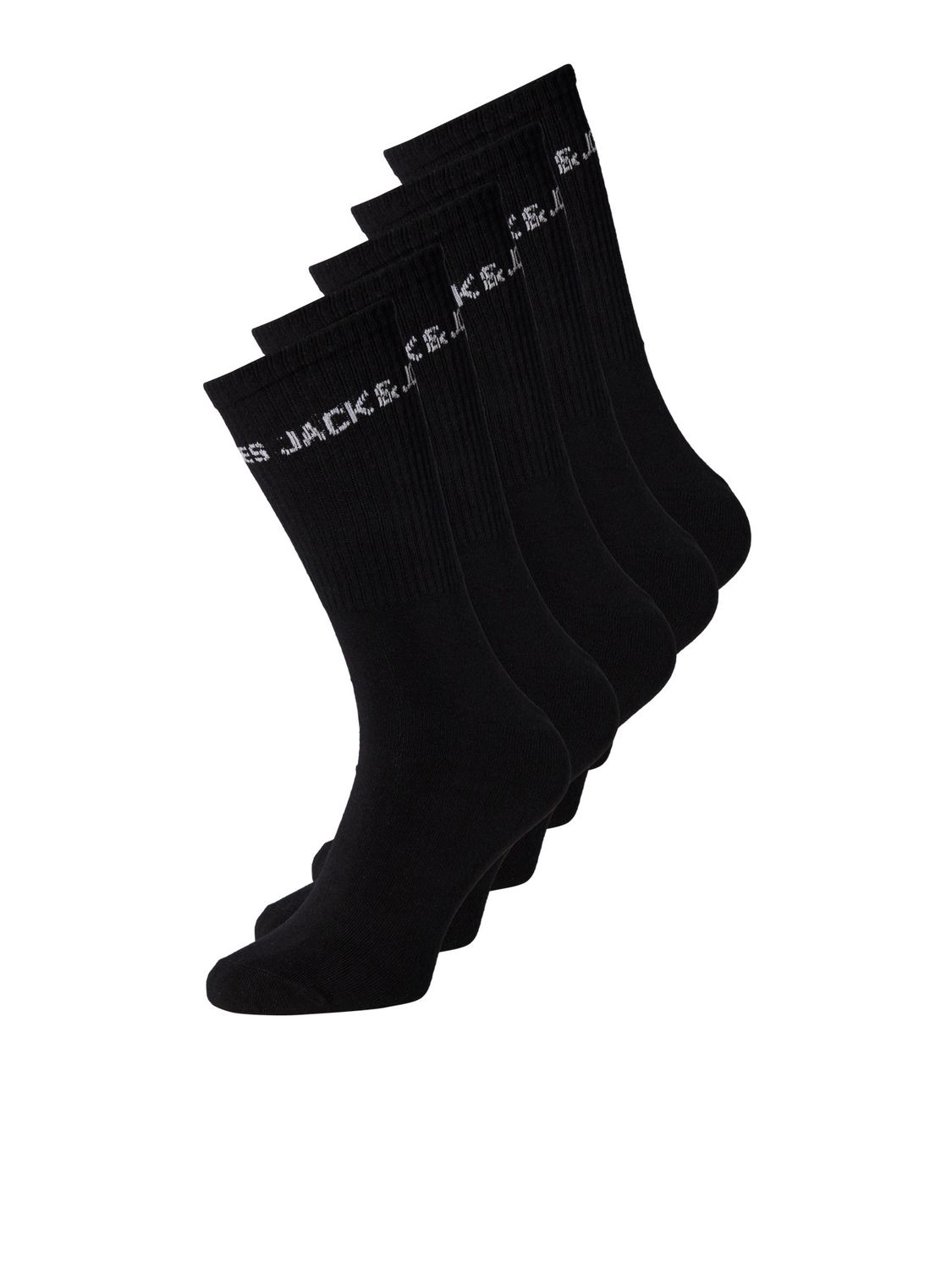 12219499 – JACK &amp; JONES Junior Zwarte Tennissokken – 5-Pack