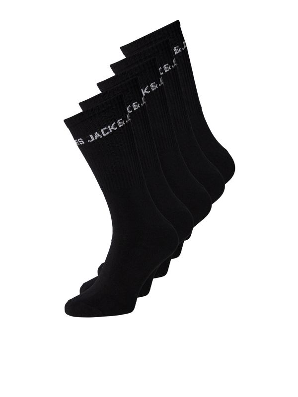 12219499 – JACK &amp; JONES Junior Zwarte Tennissokken – 5-Pack