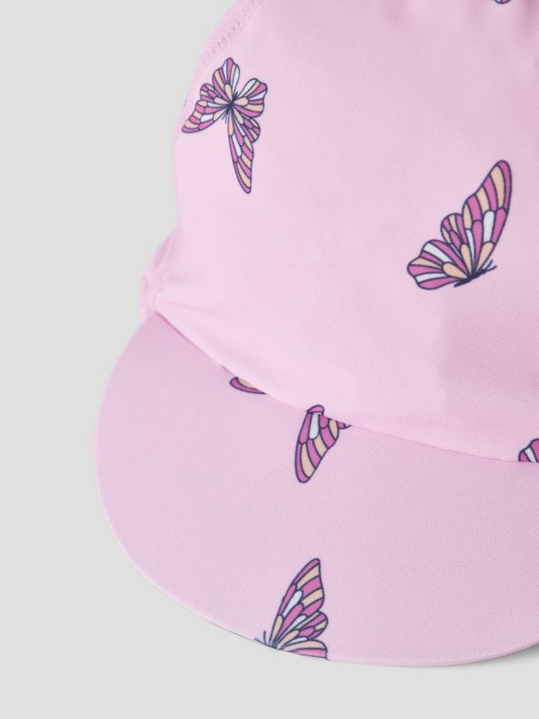 13253285 – NAME IT meisjes zwem pet met nekbescherming – roze met vlinders
