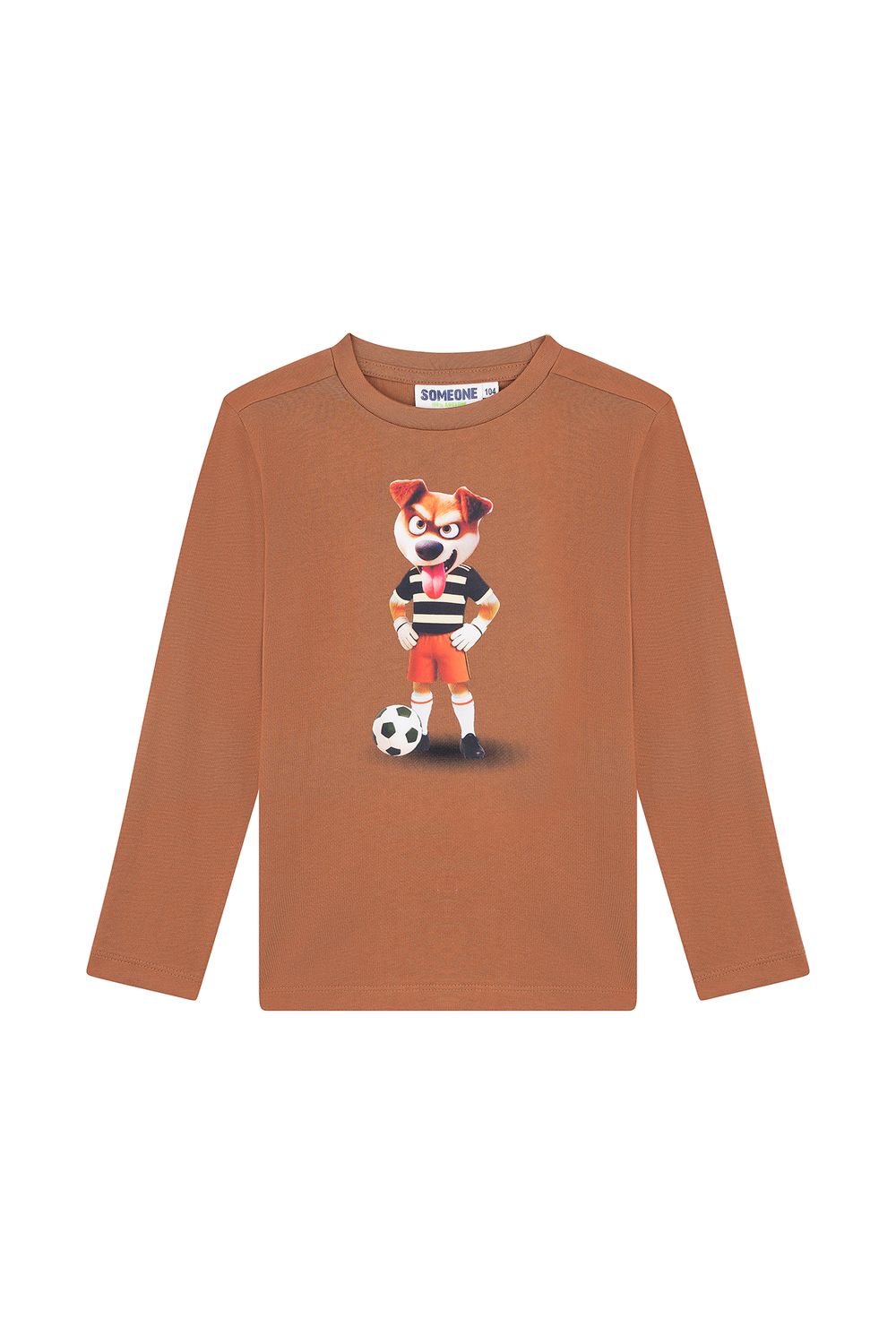 BRAM-SB-03-I– Someone jongens longsleeve bruin met hond en voetbal