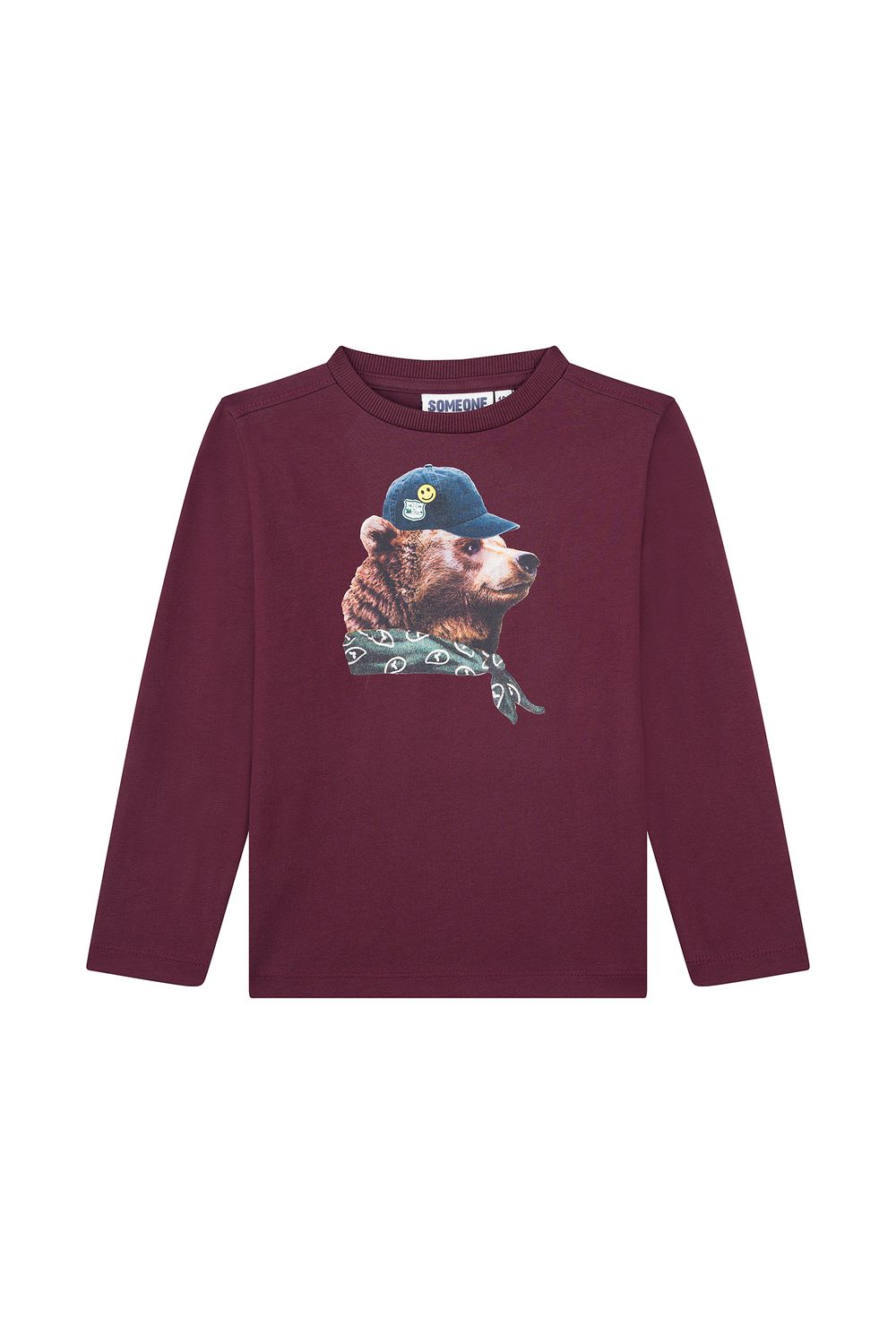 JONAS-SB-03-E– Someone jongens longsleeve bordeaux met stoere beer print