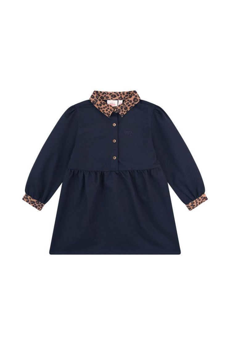 LILA-SG-52-I – Someone meisjes kleedje donkerblauw met leopard details