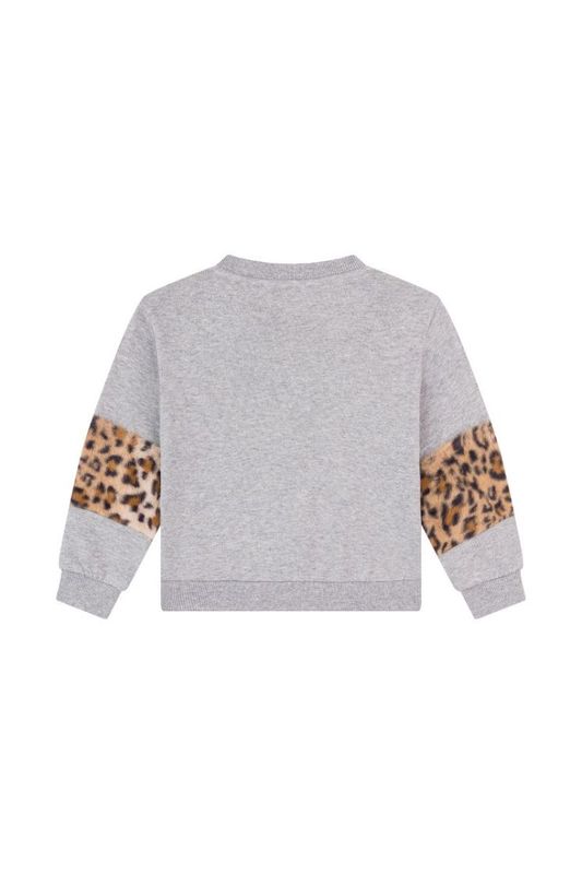 LILA-SG-16-C – Someone meisjes sweater grijs met leopard details