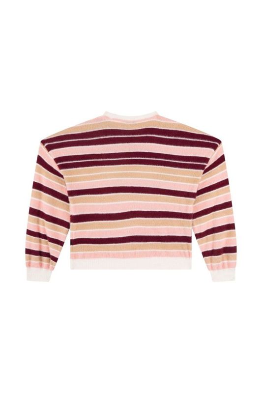 NINA-G-12-X – Gestreepte meisjestrui roze, bordeaux &amp; beige