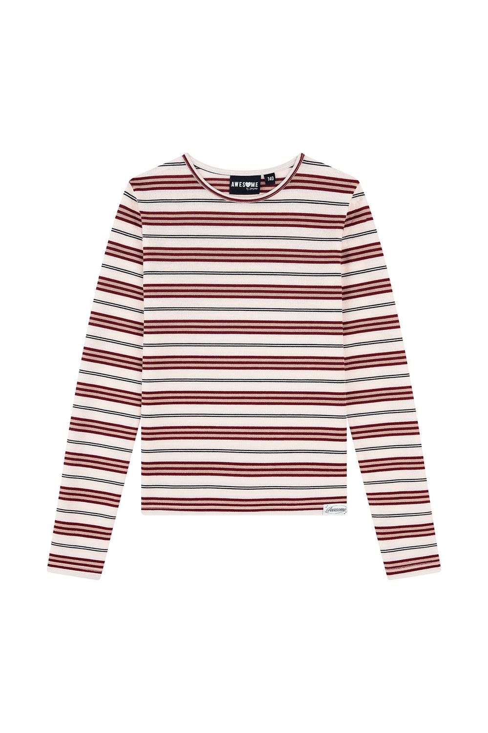 AWESOME meisjes longsleeve ecru met bordeaux strepen