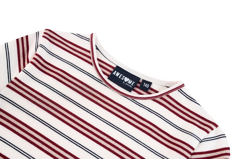 AWESOME meisjes longsleeve ecru met bordeaux strepen