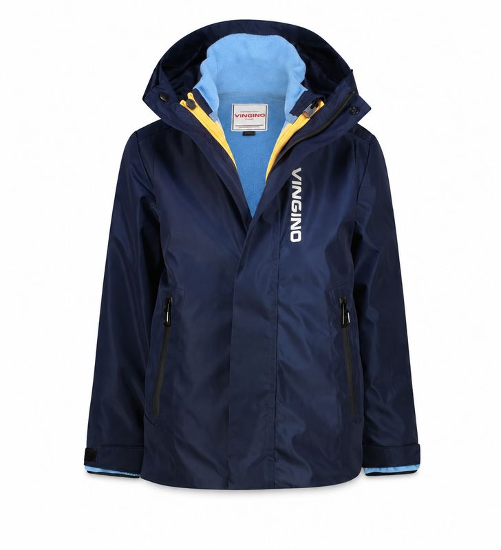 TANCON Vingino Jongens 2-in-1 Jas met Uitneembare Fleecejas – Donkerblauw/Lichtblauw