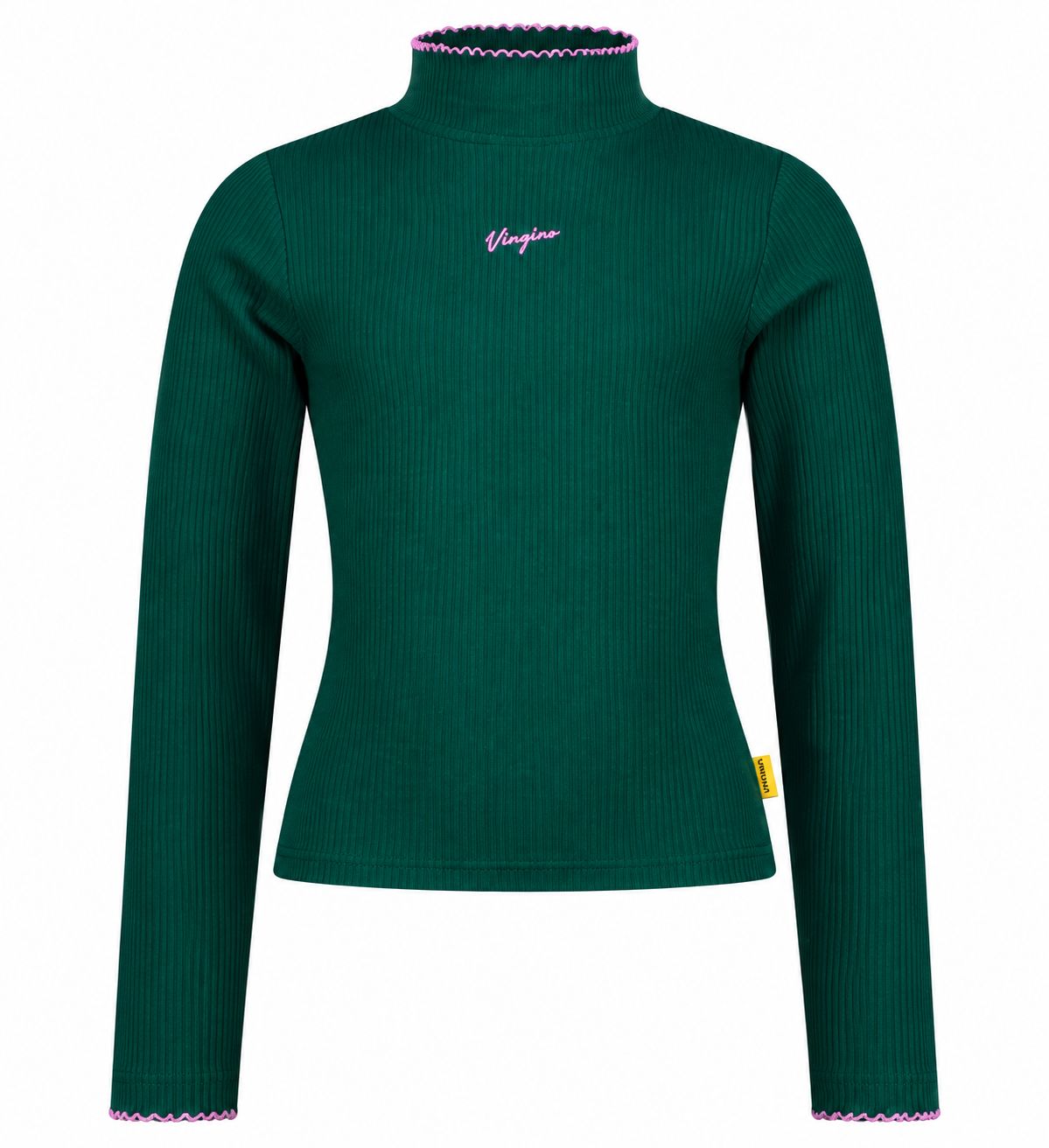Icon rib top col- Vingino Meisjes Rib Coltrui met Logo – Donkergroen