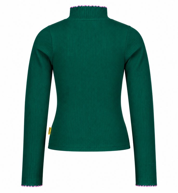 Icon rib top col- Vingino Meisjes Rib Coltrui met Logo – Donkergroen
