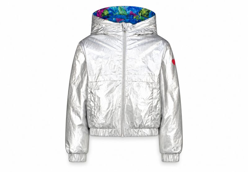 Talore – Meisjes Omkeerbare Jas Zilver met Bloemenprint