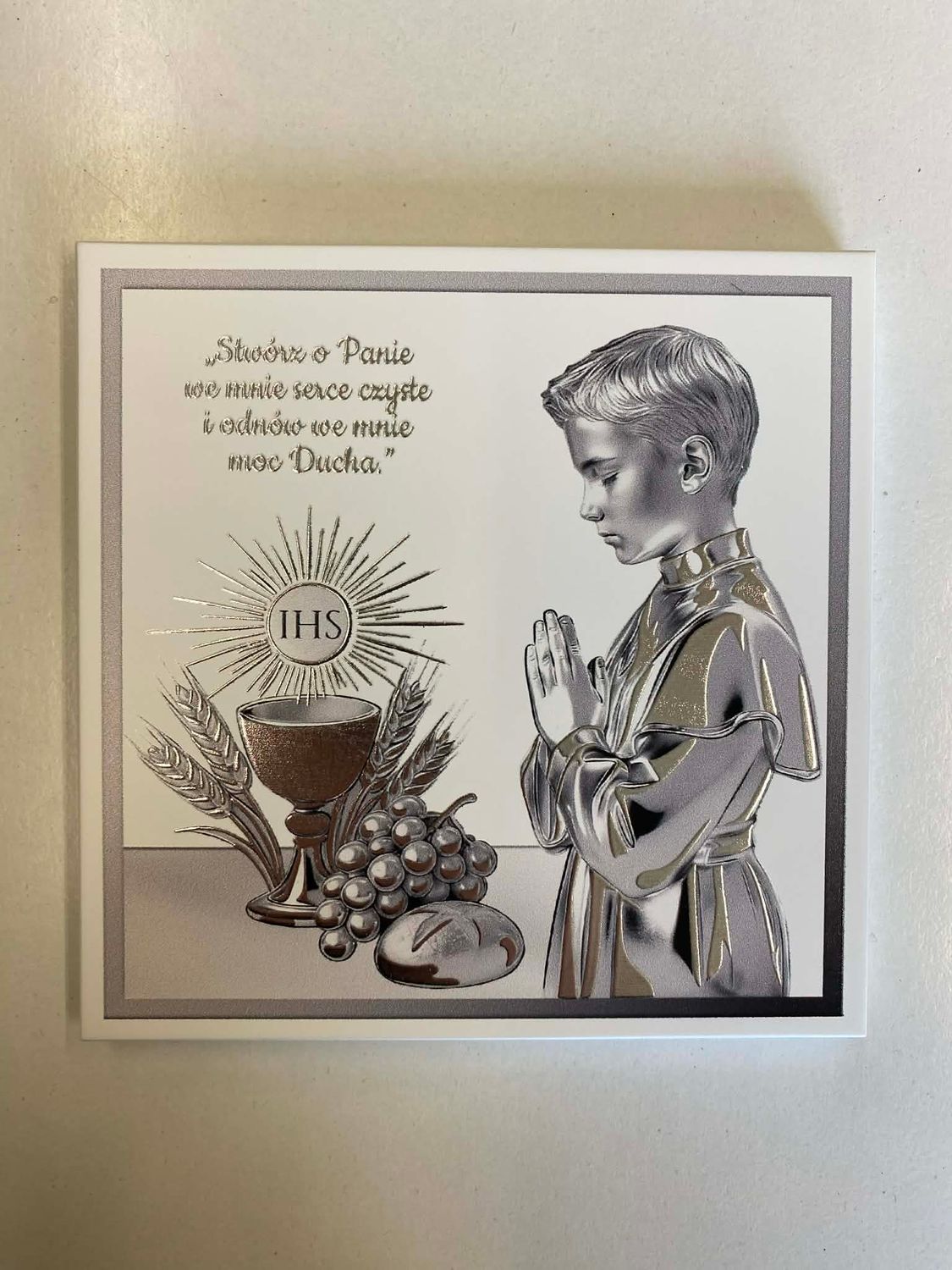 Pamiątka I Komunii Świętej modlitwa chłopiec