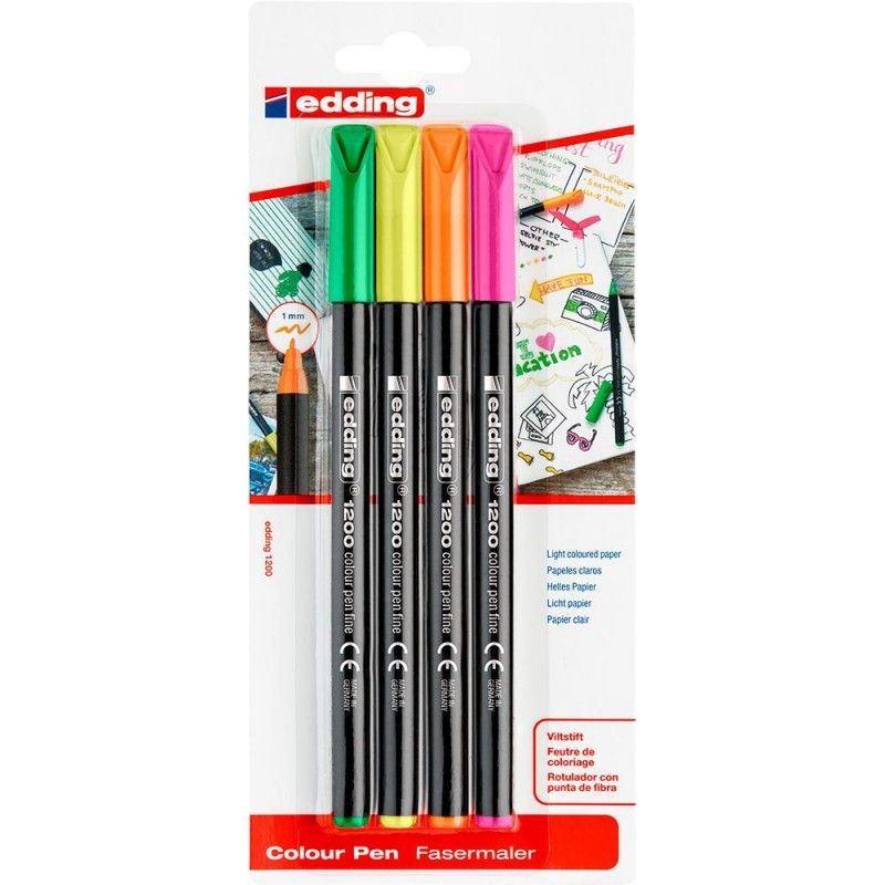 BLISTER 4 ROTULADOR Edding 1200 FLUOR NEON
