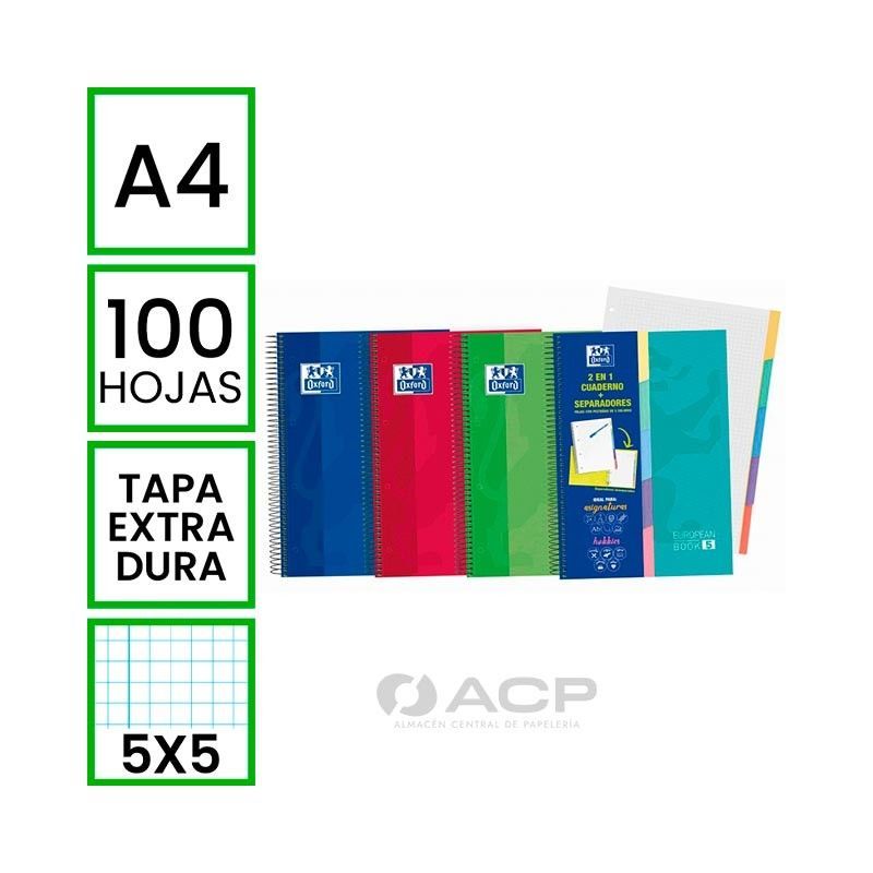 BLOC OXFORD EUROPEANBOOK A4 5X5 100H