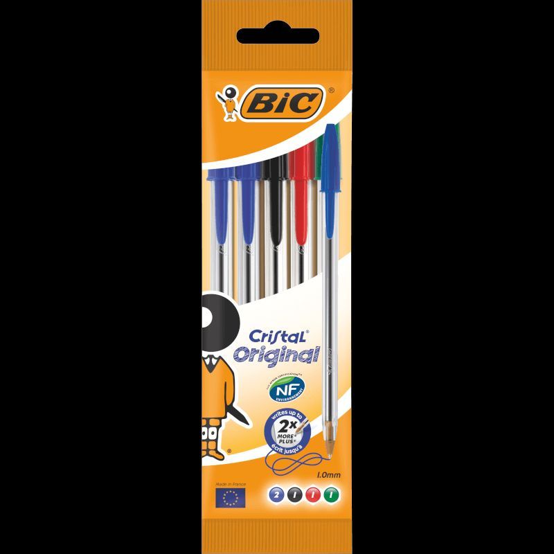BOLÍGRAFO BIC CRISTAL ORIGINAL BLISTER 5 UNIDADES