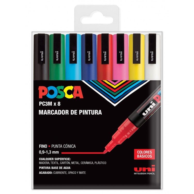 ROTULADOR POSCA PC3M BLISTER 8 COLORES