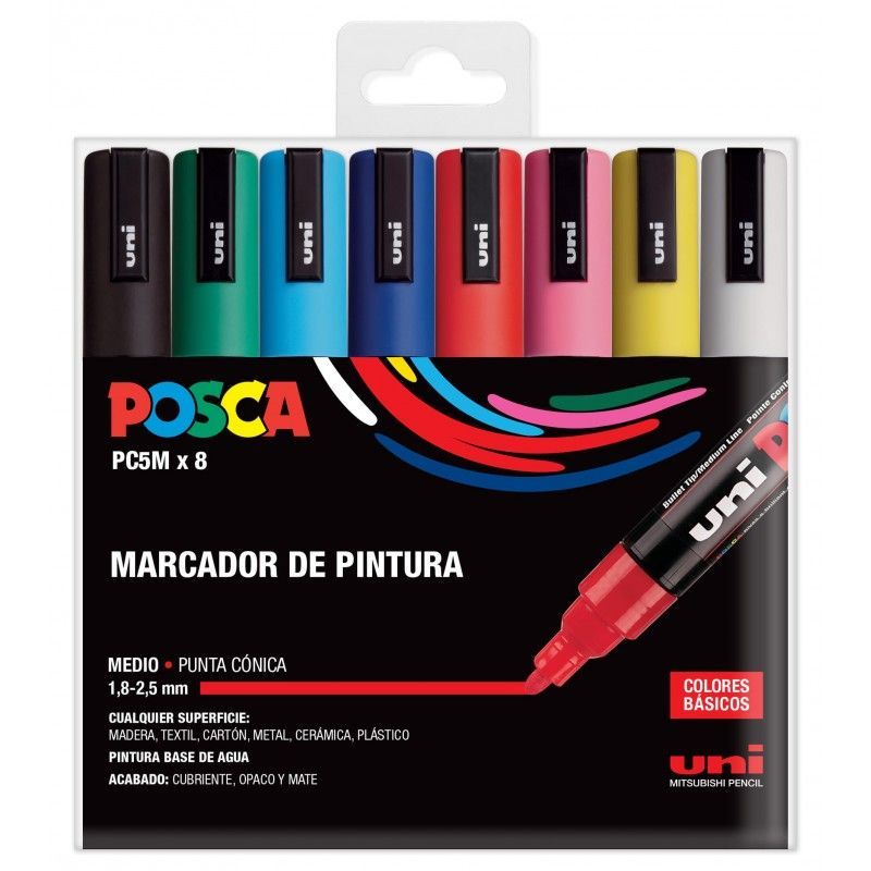 ROTULADOR POSCA PC5M BLISTER 8 COLORES