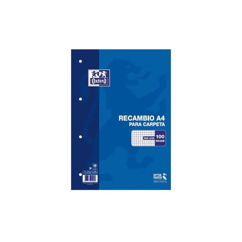 RECAMBIO A4 OXFORD 100+20H 4X4 90GR
