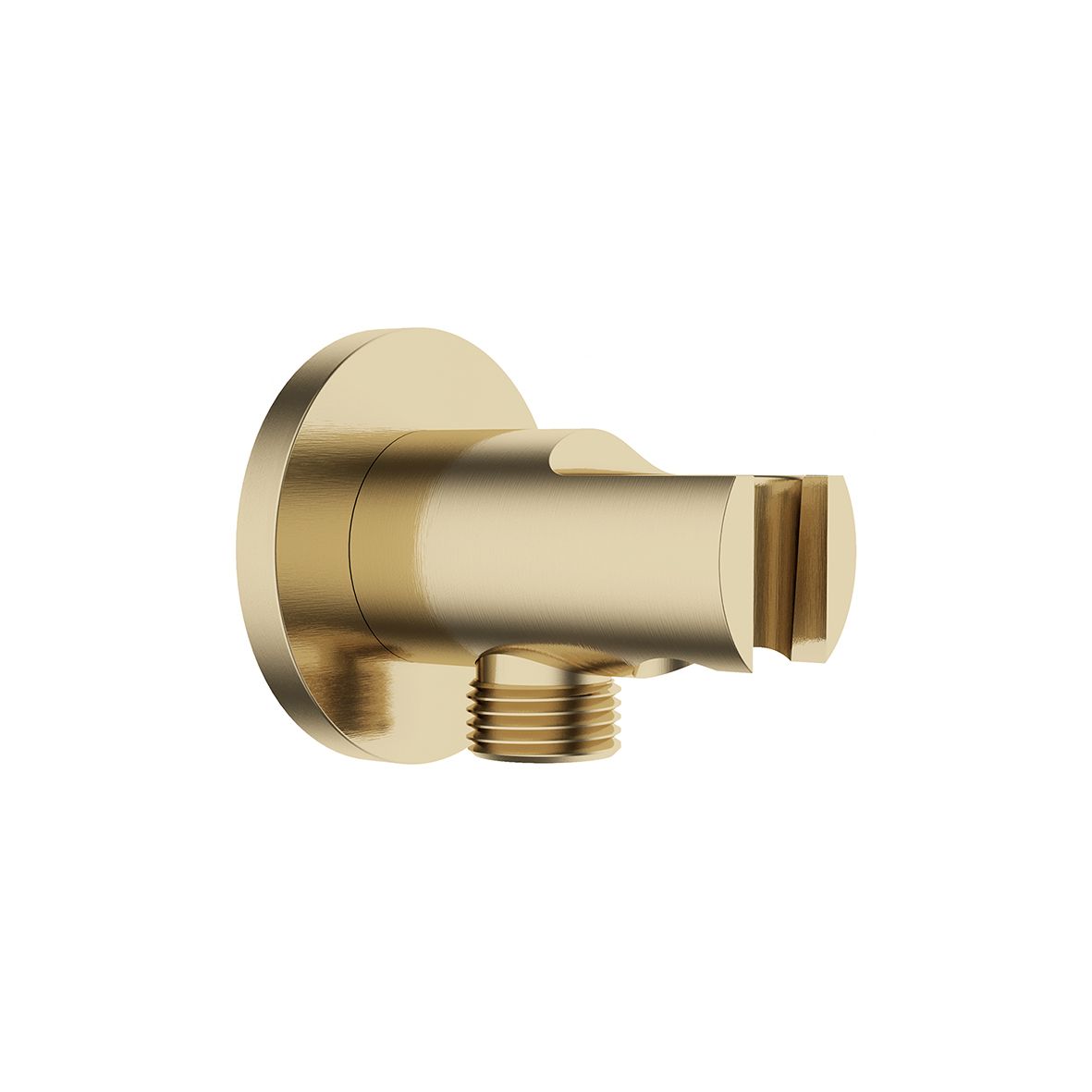 UniMatch wandaansluitbocht met handdouchehouder rond 1/2&quot; geborsteld messing