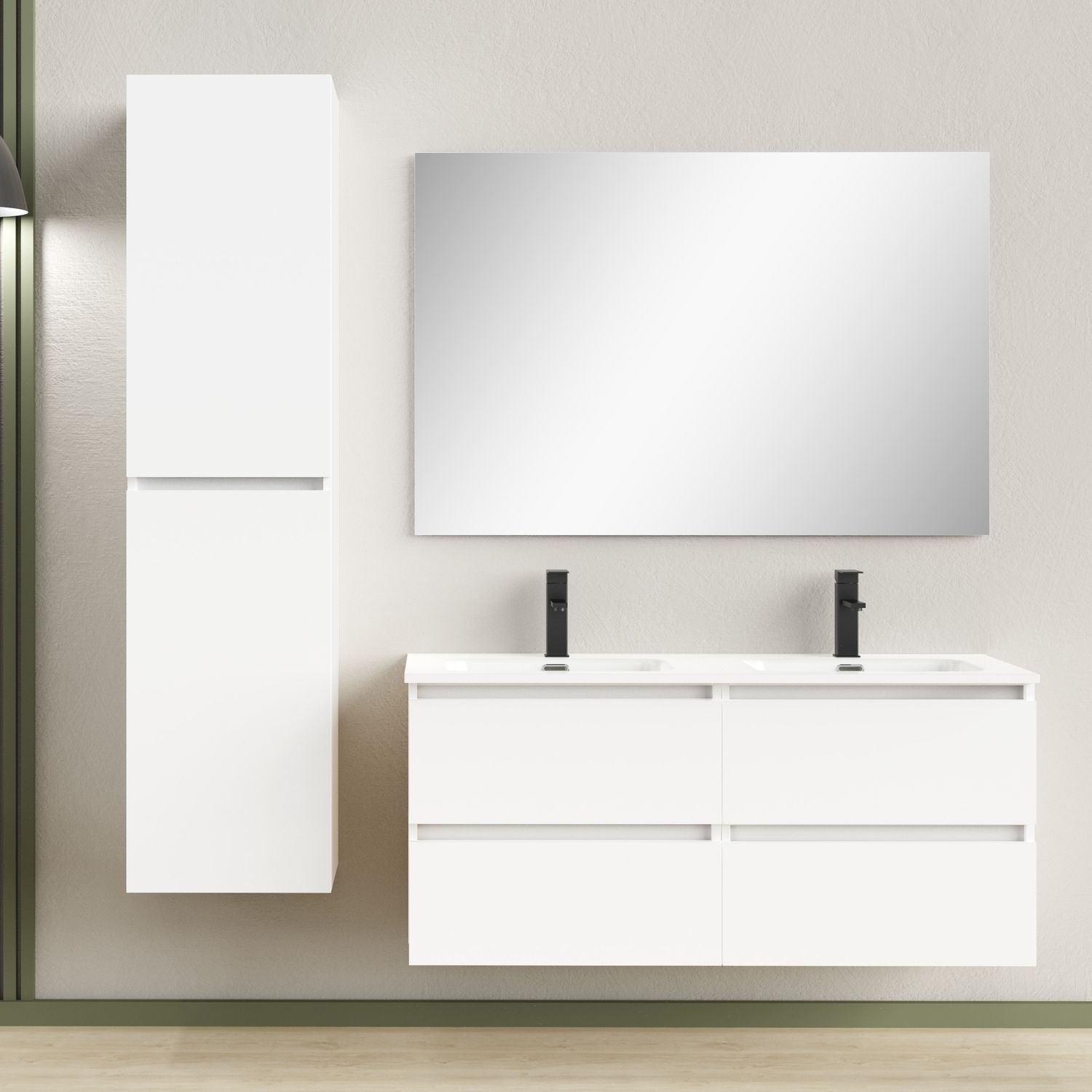 Rio onderkast + wastafel + spiegel 120cm hoogglans wit