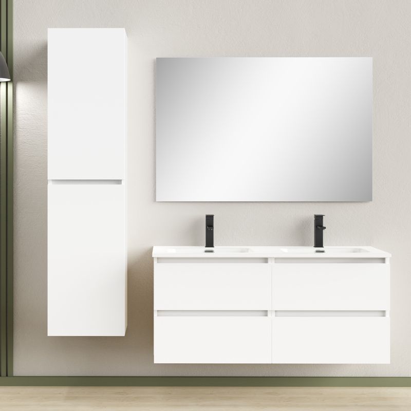Rio onderkast + wastafel + spiegel 120cm hoogglans wit