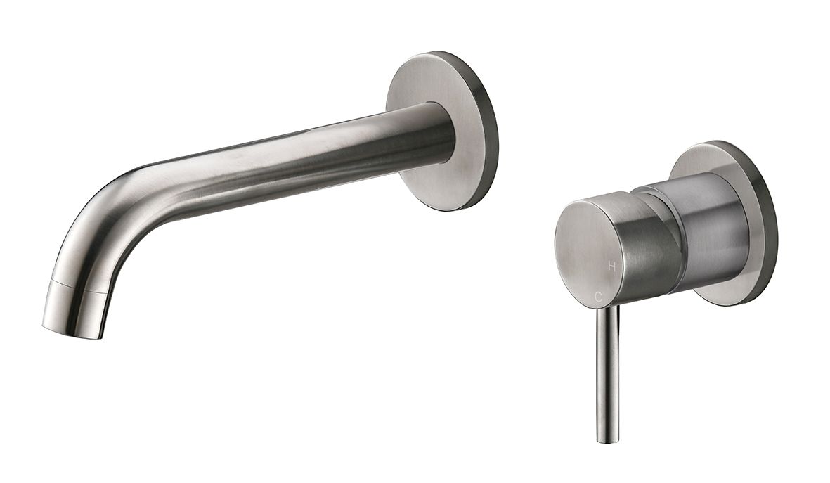 wastafelkraan met coldstart inbouw compleet geborsteld RVS
