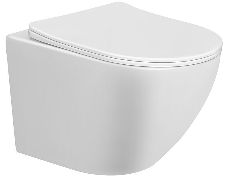 Mina rimless verkort ophang-wc met toiletzitting glans wit