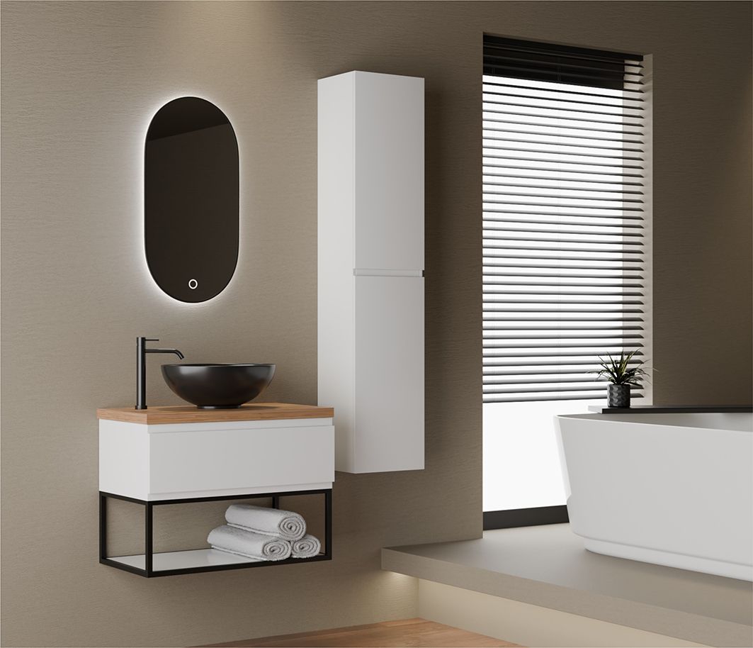 Style onderkast 80x45x50 cm 1x lade met frame mat zwart - mat wit