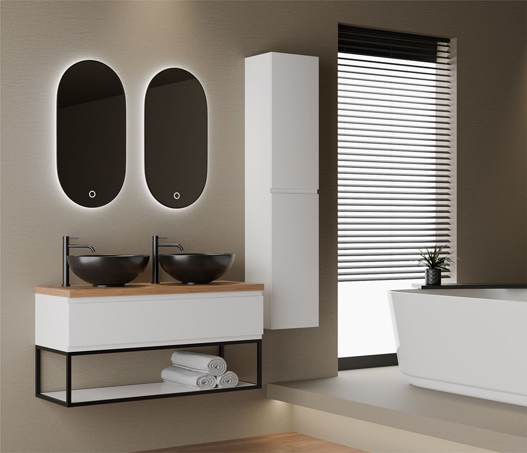 Style onderkast 120x45x50 cm 1x lade met frame mat zwart - mat wit