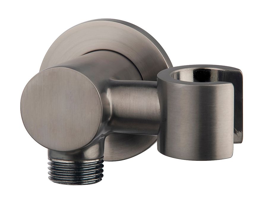UniMatch wandaansluitbocht met kantelbare handdouchehouder rond 1/2&quot; gunmetal