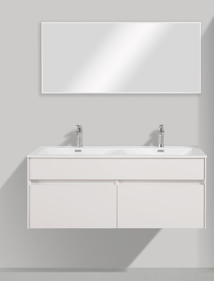 Roma Onderkast + Wastafel + Spiegel 120 Cm Wit/Wit