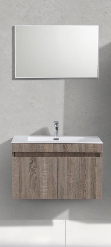 Capri Onderkast + Wastafel + Spiegel 80 Cm Rustiek Eiken Licht