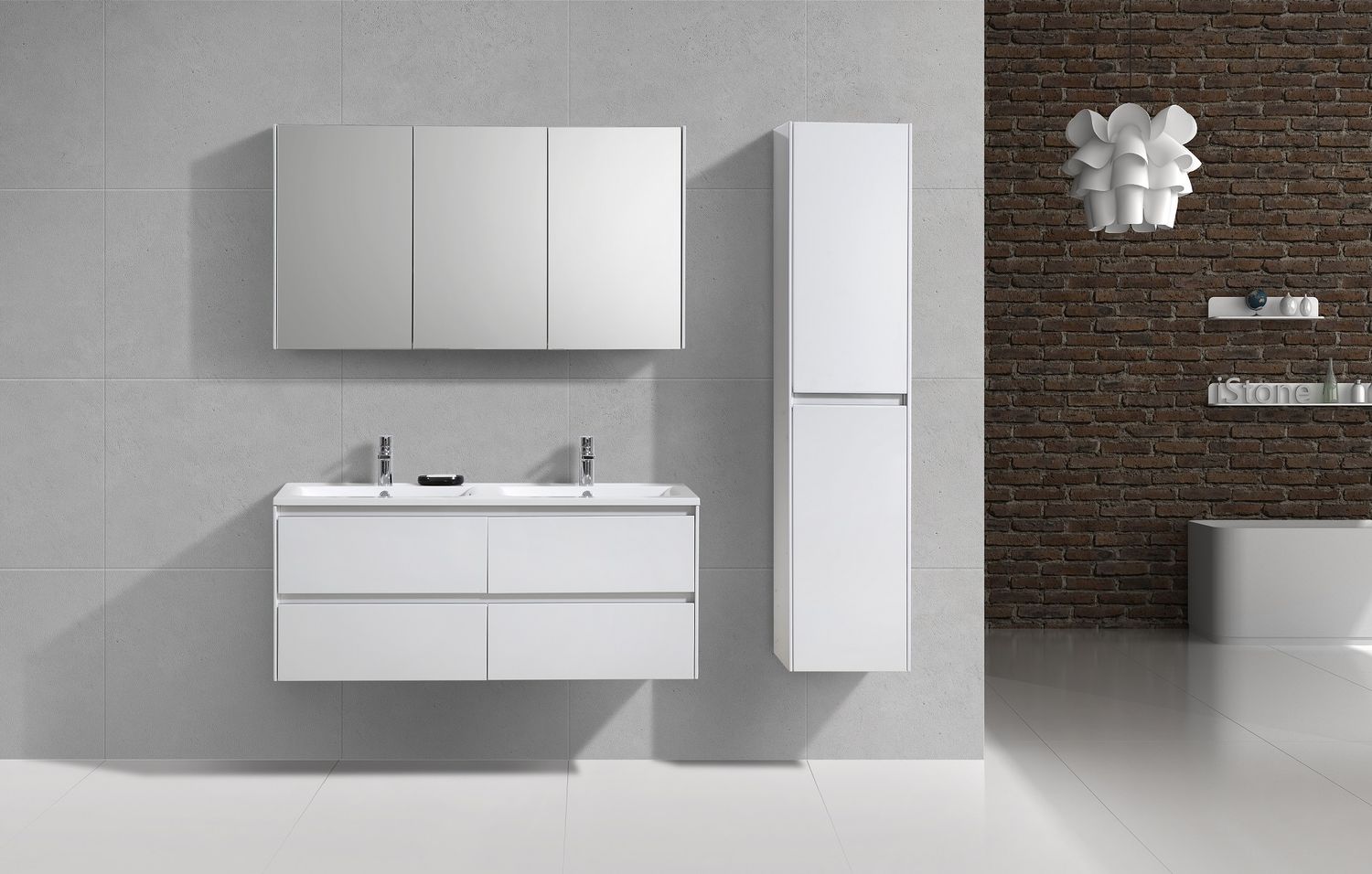 Murcia Onderkast + Wastafel + Spiegelkast 120 Cm Wit