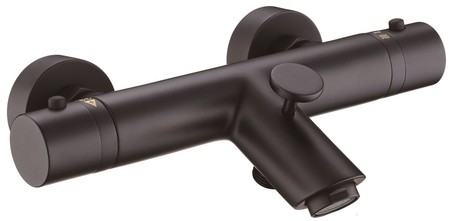 Lugano badkraan thermostatisch compleet zwart