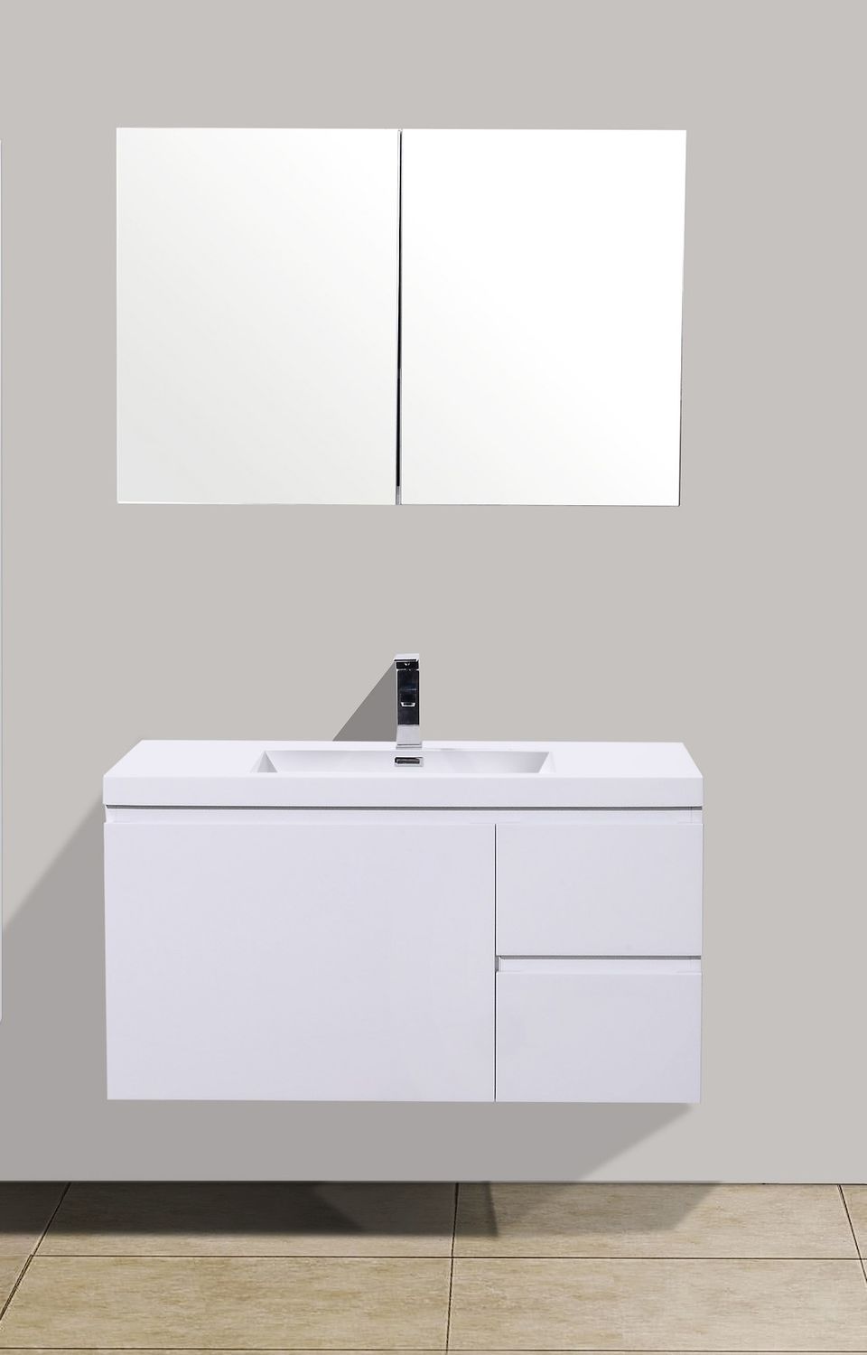 Sevilla Onderkast + Wastafel + Spiegelkast 100 Cm Wit