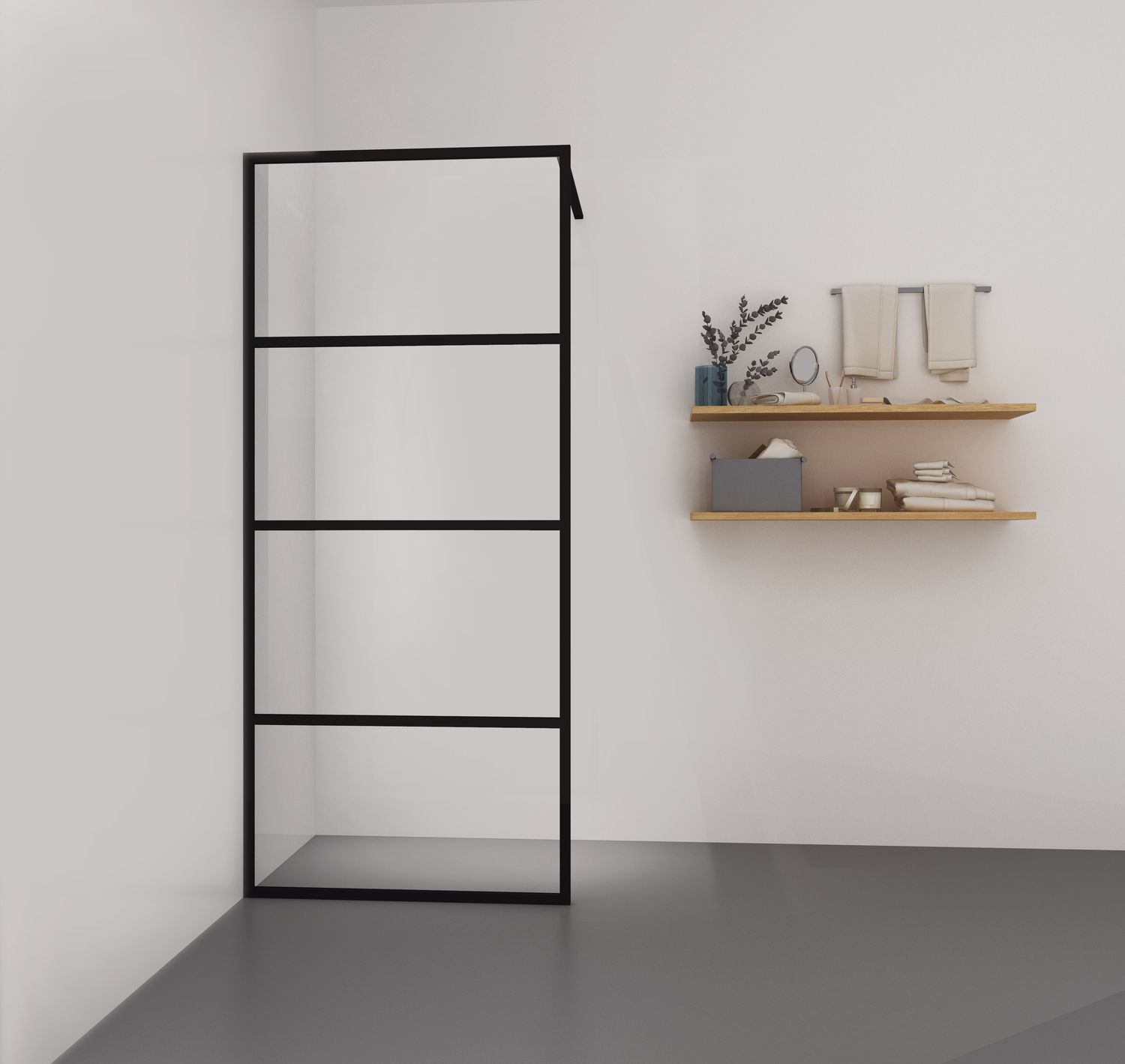 Loft Lines 8 Mm -  900*2000 Mm inclusief muurprofiel + stabilisatiestang zwart