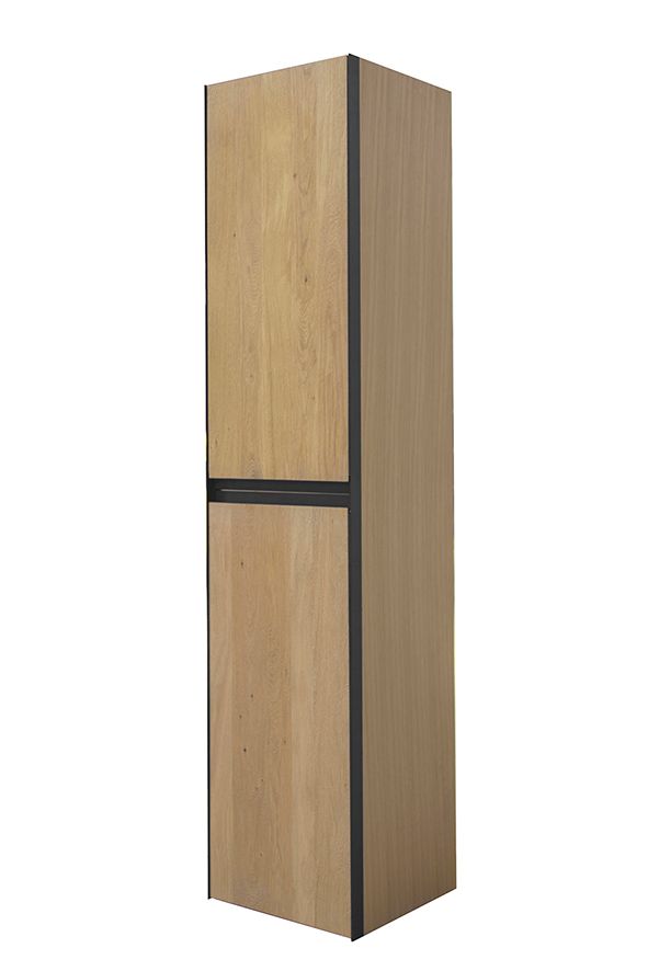 Lotus kolomkast met 2 deuren 35 cm naturel eik/mat zwart