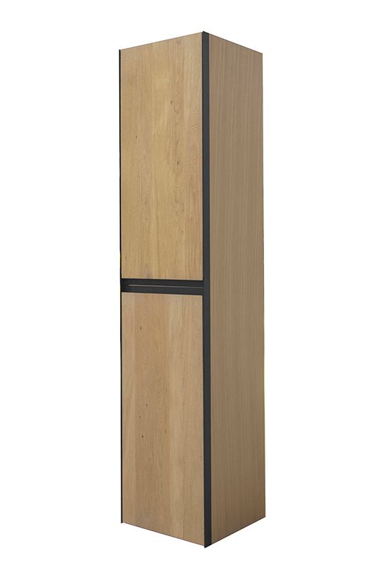 Lotus kolomkast met 2 deuren 35 cm naturel eik/mat zwart