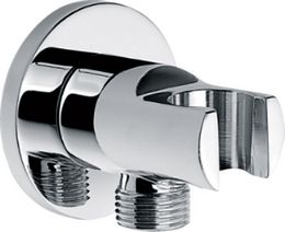 UniMatch wandaansluitbocht met handdouchehouder rond 1/2&quot; chroom
