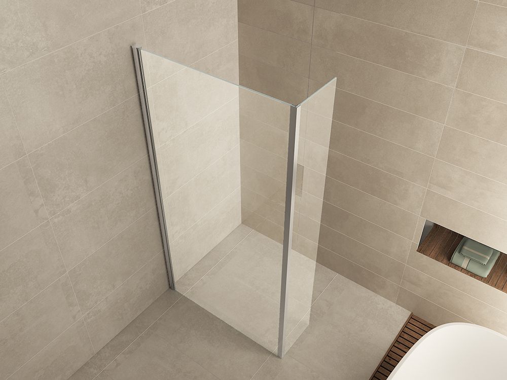 Comfort zijwand met hoekprofiel 400 x 2000 x 10 mm nano helder glas/chroom