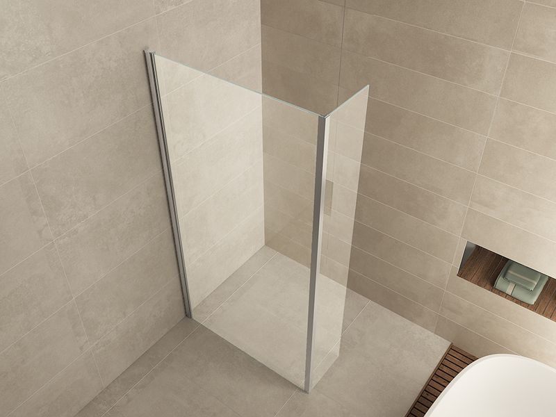 Comfort zijwand met hoekprofiel 400 x 2000 x 10 mm nano helder glas/chroom