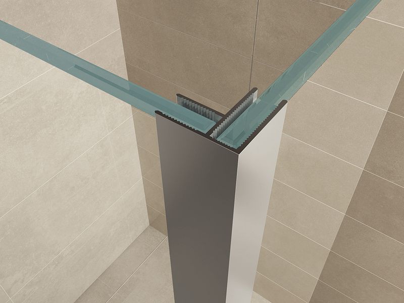 Comfort zijwand met hoekprofiel 300 x 2000 x 10 mm nano helder glas/chroom